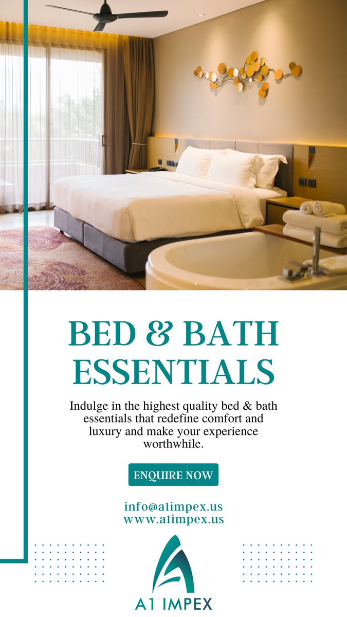 A1Impex's tweet image. Embrace the joy of self-care with our curated selection of bed n bath essentials, created to transform your personal space into a haven of comfort and tranquility.
.
.
.
#beddingcollection #beddingstyle #premiumbedding #bedsheets #pillow #qualitybeddings #bedlinens #beddingset