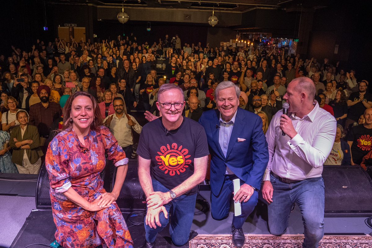 A fantastic night at the Factory Theatre in support of Yes. Thank you @RayMartin, Rachel Perkins and the Hoodoo Gurus for bringing everyone together. With two weeks left, every conversation we have counts. Talk to family and friends about why you’re voting Yes on October 14.