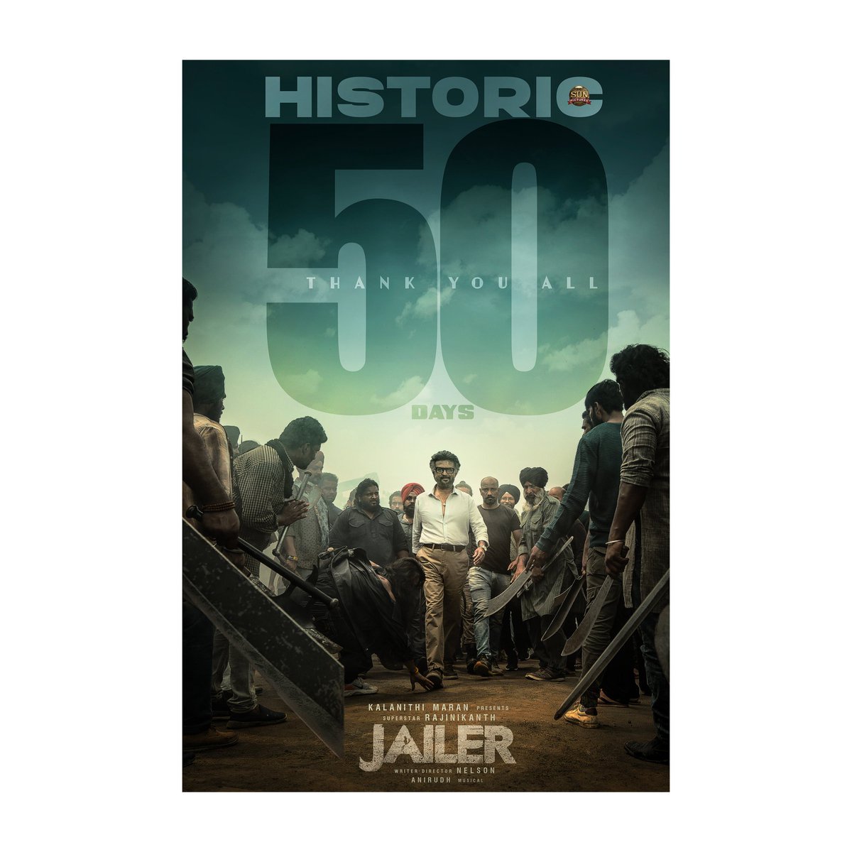 ParasRiazAhmed1's tweet photo. This is indeed historic as #Jailer completes 50 days & is still successfully running in cinemas, inspite of streaming on @PrimeVideoIN 🥳🔥
#50DaysOfJailer
#JailerRecordMakingBO
#Superstar @rajinikanth @sunpictures
@Nelsondilpkumar @anirudhofficial @RIAZtheboss @V4umedia_ https://t.co/35P8QRNEOT