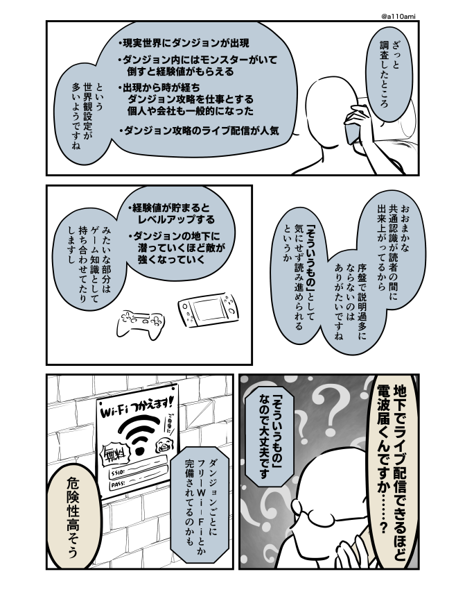 新連載を考える漫画家と編集のオリジナル漫画(のネーム)
ダンジョン配信編(2/3) 
