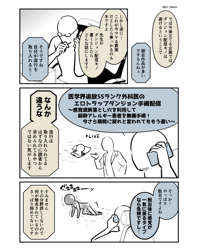 新連載を考える漫画家と編集のオリジナル漫画(のネーム)
ダンジョン配信編(2/3) 