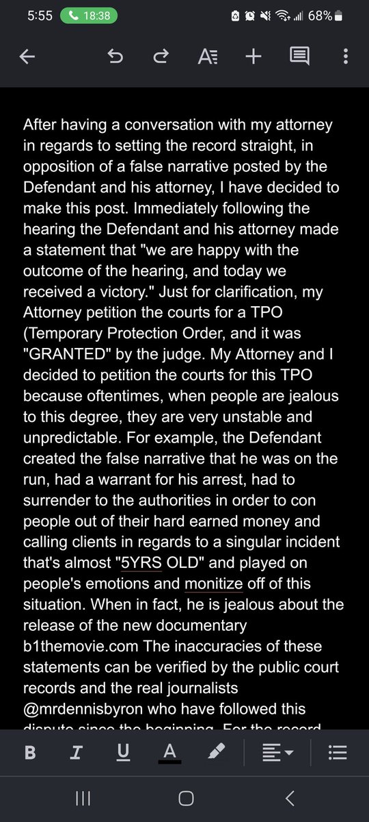iamricmathis's tweet photo. In opposition of a false narrative posted by the Defendant and his attorney, I have decided to make this statement listed below. @MrDennisByron has covered this hearing from start to finish. 

#B1THEMOVIE 
#blacklove
#vindication 
#ricmathis 
#necessaryblackness 
#eshamathis https://t.co/KZR82iHYhV