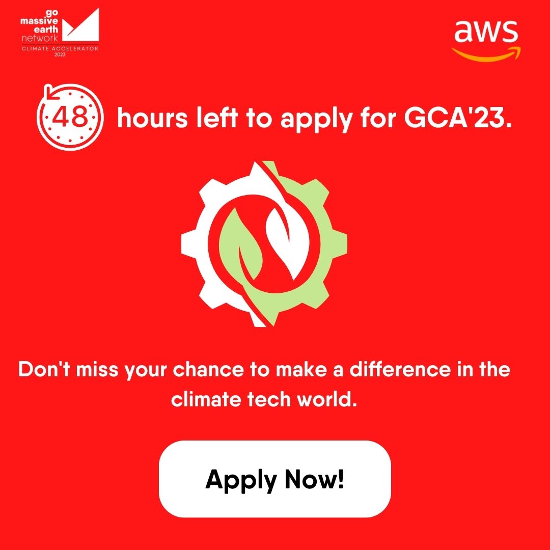 Time is running out! ⏱ 

Just a few  days left to apply for GCA'23. If you're passionate about climate  solutions, don't miss this opportunity. Apply now and make a  difference!🌍

Apply Here- lnkd.in/dJWUiAku
Last Date for Submission is 30th September.✨

#GCA23 #AWS