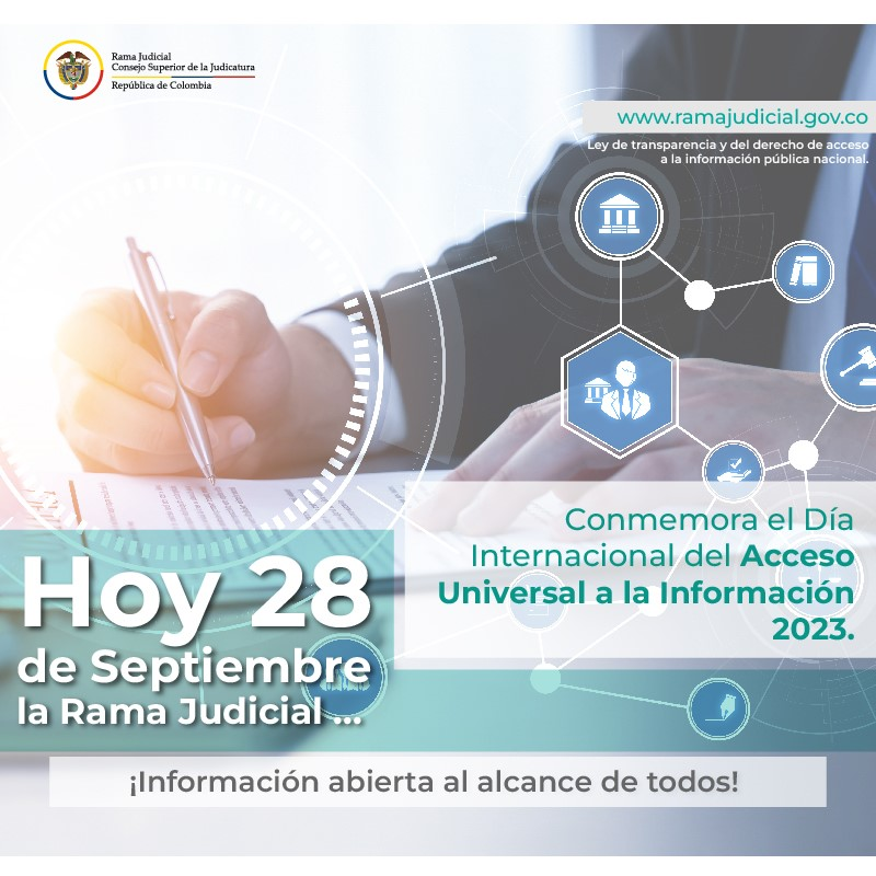 #28Sep | El <a href="/judicaturacsj/">Rama Judicial</a> conmemora el #DíaInternacionalDelAccesoUniversal a la #Información declarado así por <a href="/ONU_es/">Naciones Unidas</a>, con el fin de garantizar el derecho de las personas a buscar, recibir y difundir información.

Visita nuestro micrositio👉acortar.link/Fb7Ug7