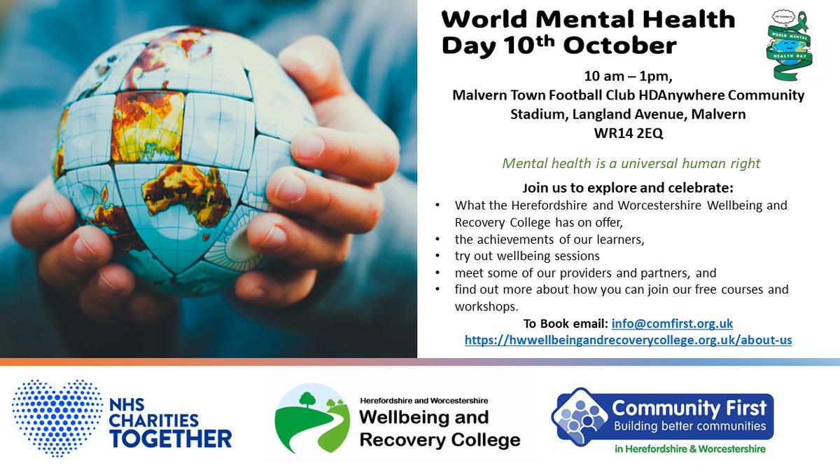 Have you booked your place yet? #WorldMentalHealthDay
Book your place by emailing info@comfirst.org.uk