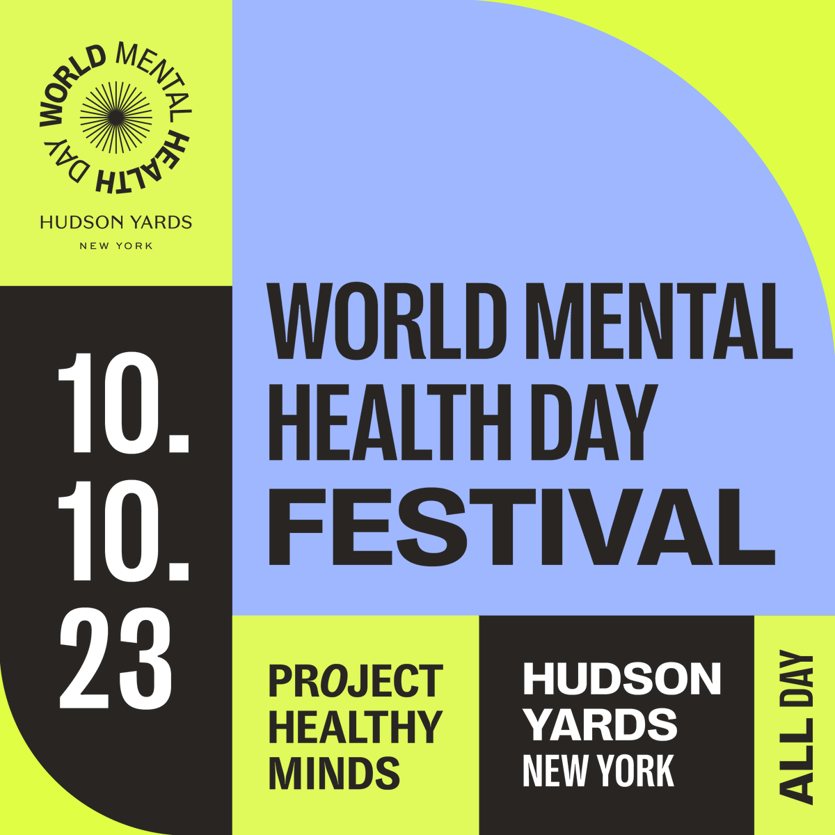 ProjHealthyMind's tweet photo. Join @andersoncooper, Carson Daly, @PoppyHarlowCNN, @davidaxelrod, Sally Yates, @KalenIJackson, @Harvard T.H. Chan School of Public Health, and 1,000+ mental health advocates at Project Healthy Minds’ second-annual World Mental Health Day Festival at @_HudsonYardsNYC  Yards. https://t.co/HCkbASBj7a