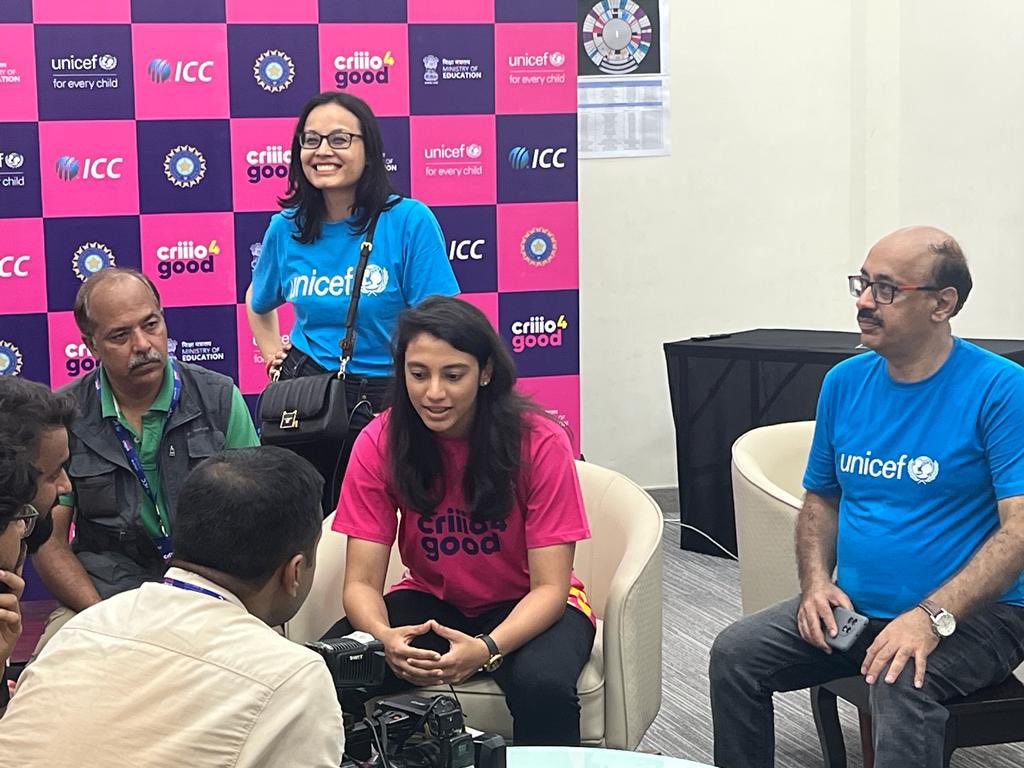 MoiraDawa's tweet photo. 🚀 Honored to be a part of the launch of the CRIIIO4Good life skills module by @UNICEFIndia @ICC and the @EduMinOfIndia with @mandhana_smriti. 🌟
An inspiring day with over 1000 bright young minds from government schools in Gujarat! 📚✨
#CRIIIO4Good https://t.co/qzDWYiMkrv