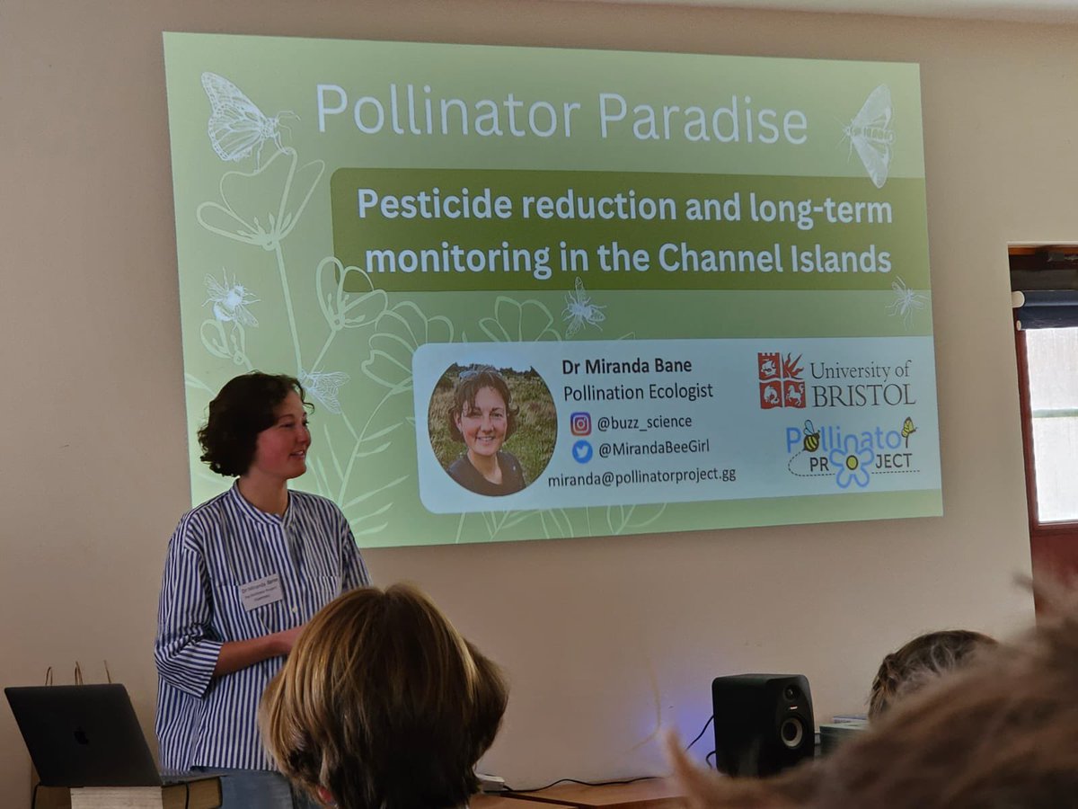 pollinatorproj's tweet image. Gem from #IIEM. Our very own pollination ecologist Dr Miranda Bane presented our plans to track Guernsey’s journey towards being #pesticide-free and how this can affect pollinator populations.