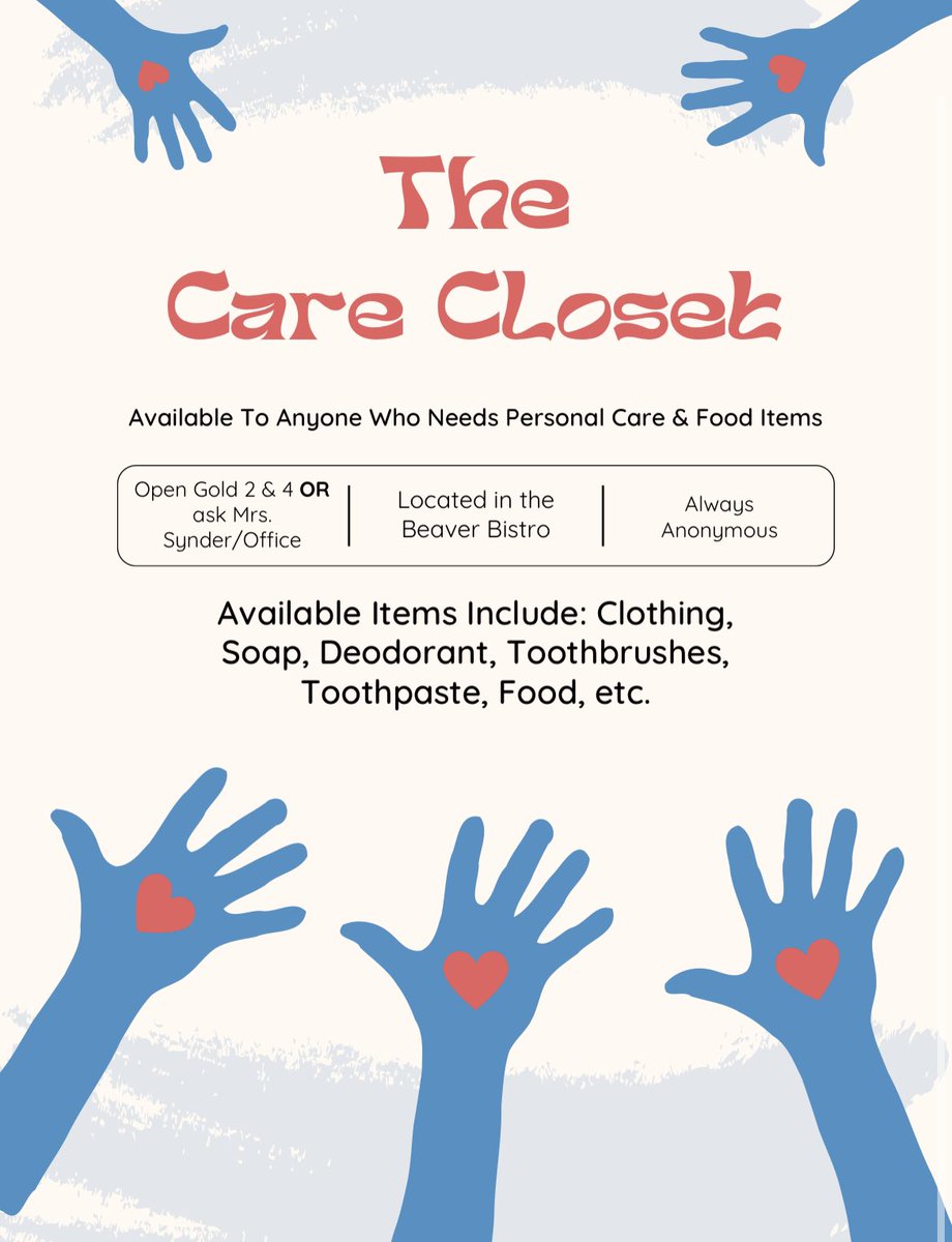 SIDELEADERSHIP's tweet image. REMINDER🚨🚨 Care Closet is OPEN and has lots of items!! If you ever need anything stop by we have plenty!
