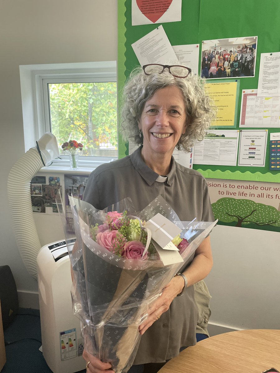 StMatthewsSurb's tweet photo. Here’s a fantastic example of Living Life in all its Fullness! We cannot thank Rev. Helen for everything that she has done for us over the last 11 years. We wish her all the best, from all of us at school #LIAIF https://t.co/kAjnkcypM4
