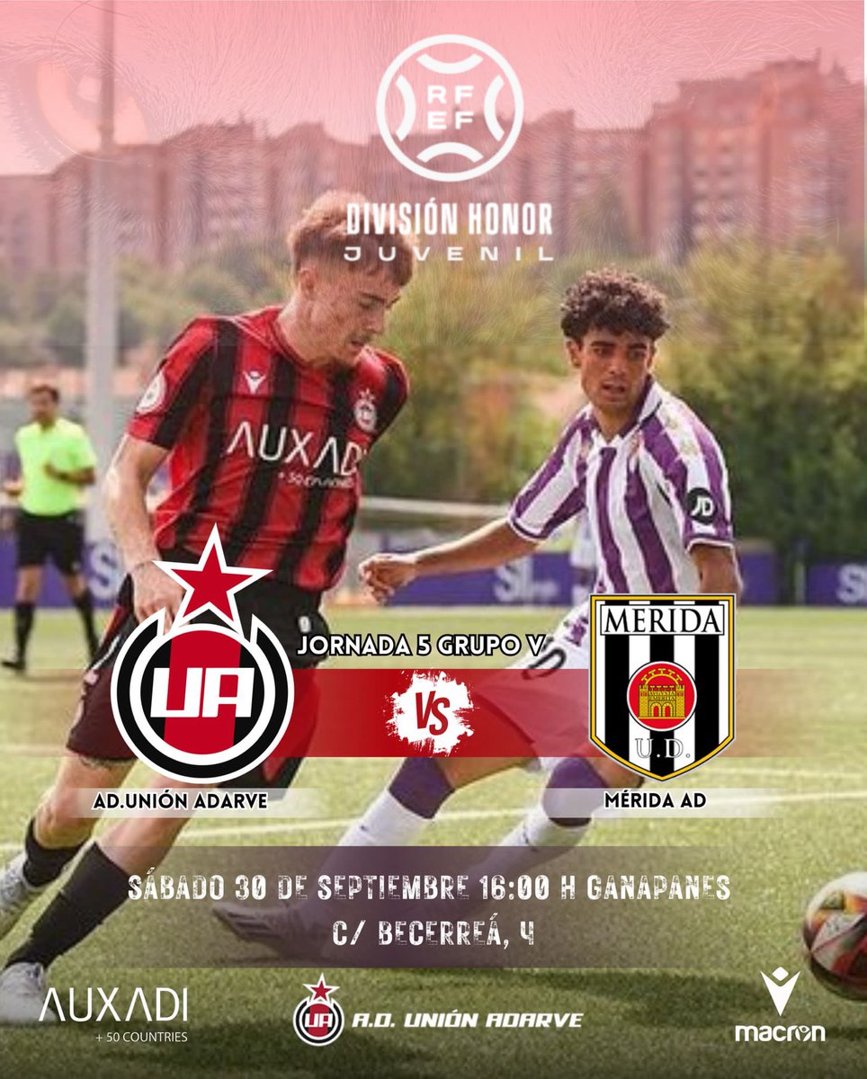 UnionAdarve's tweet photo. 👦🏻 𝐂𝐀𝐍𝐓𝐄𝐑𝐀 | ¡El Juvenil A vuelve a casa!

😎 Después del empate queremos TRES PUNTOS

🔜 Os esperamos en Ganapanes @Merida_AD 

#LaHoraDelLobo https://t.co/6z5Yv0xqAQ