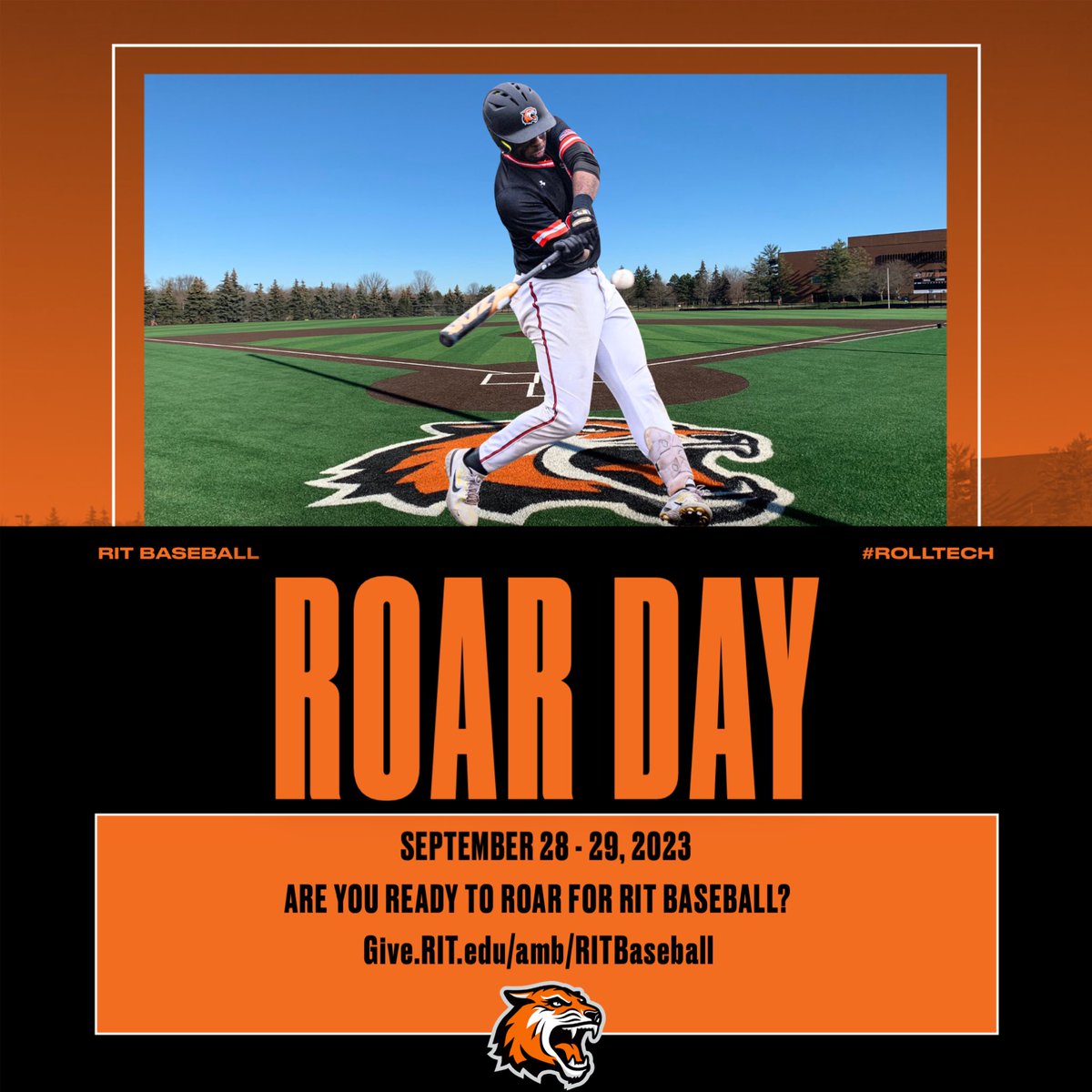 Are you ready to ROAR for RIT Baseball? Donate to give.rit.edu/amb/RITBaseball! Go Tigers! #RollTech