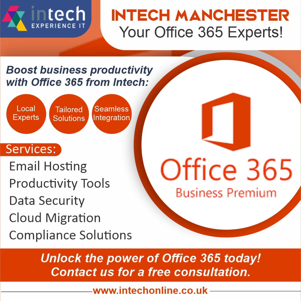 Intech Security (@intechco) on Twitter photo Elevate productivity with Office 365 from Intech Manchester!
Local experts, tailored solutions, seamless integration.
Email, productivity tools, data security, cloud migration, compliance.
Contact us
🌐:intechonline.co.uk
📞: +44 1617678300
📧:Support@Intechonline.co.uk Elevate productivity with Office 365 from Intech Manchester!
Local experts, tailored solutions, seamless integration.
Email, productivity tools, data security, cloud migration, compliance.
Contact us
🌐:intechonline.co.uk
📞: +44 1617678300
📧:Support@Intechonline.co.uk
