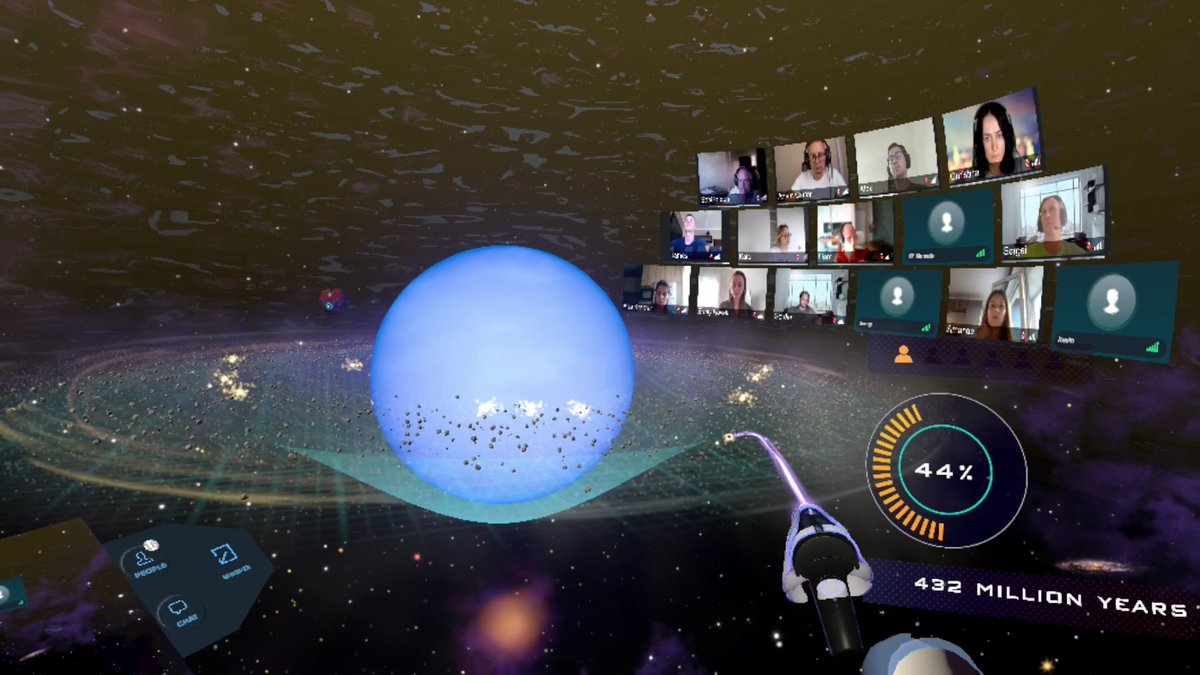 One of the things that we are particularly proud of in our experiences is integration with video chat. Not only does it democratize access into #VR, but it is also very convenient for teachers to use the power of a VR demonstration while being able to control an online class