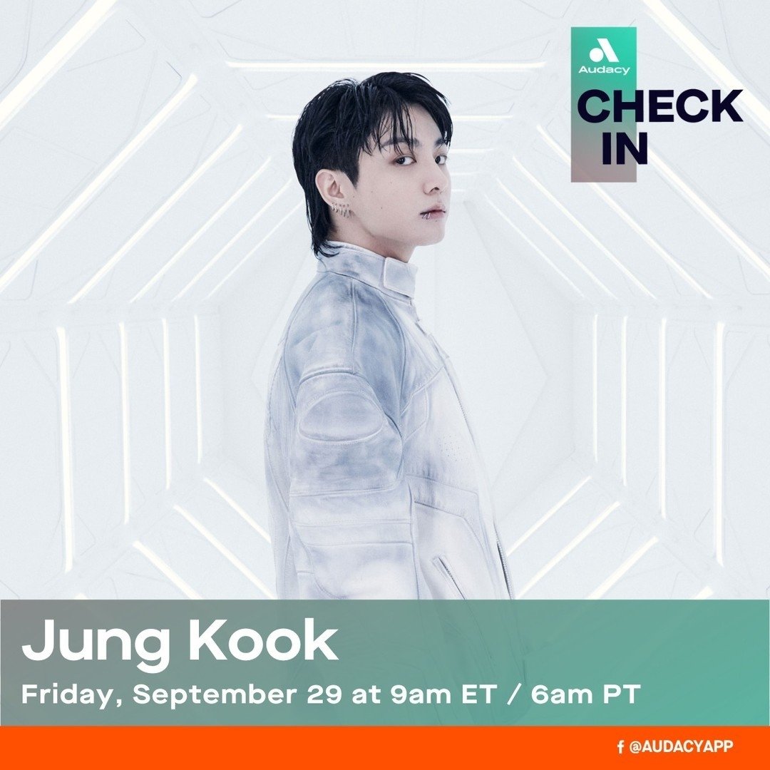 audacy on instagram 

👤 💜 #BTS' #JungKook is swinging by #AudacyCheckIn to chat with @theradiohag about his newest hit #3D (feat. #JackHarlow) 💜

Tune in Fri, 9/29 at 9AM ET