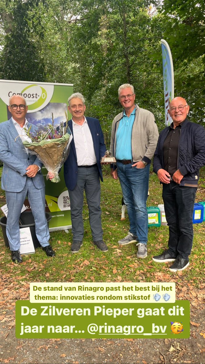 Wat een verrassing!
Zojuist kregen wij te horen dat de aankleding van onze stand het mooiste bij het thema; innovaties rondom stikstof, paste.
Dank voor deze mooie waardering Agrarische Schouw Joure!
Wij zullen goed op de zilveren pieper passen!