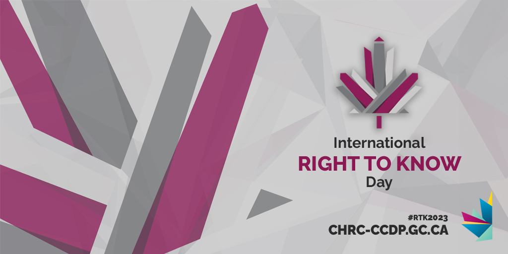 CdnHumanRights's tweet photo. Knowledge is power, and today we celebrate the freedom of information that empowers us all 💡🔍. On International #RightToKnowDay, let’s continue to advocate for transparency and access to information worldwide. ℹ️ #RTK2023 https://t.co/iEJPxG8EC1
