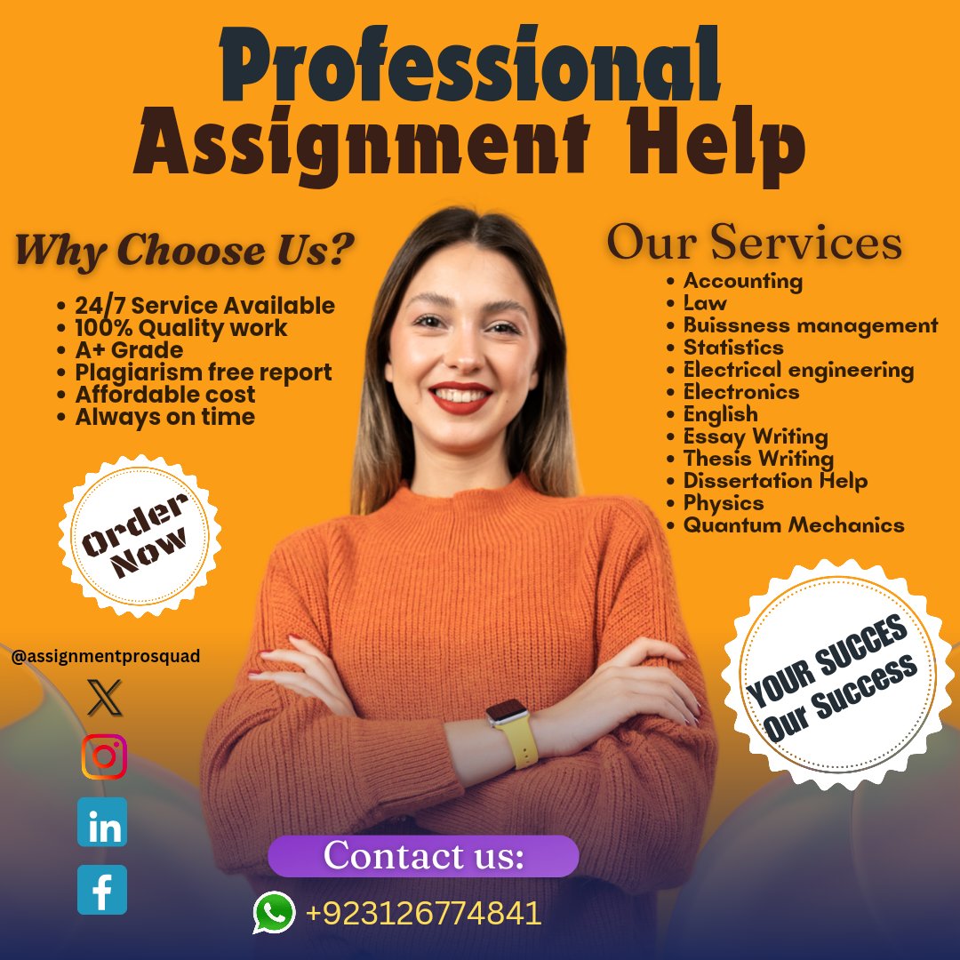 assignment49480's tweet image. 📚 AssignmentProSquad: Your Academic Solution 📚
Ph.D experts are here to assist you in your study and assignments.
📞 Contact us now at Whatsapp: 
 +92126774841
#AssignmentHelp #AcademicSuccess #ExpertWriters #TopGrades #AssignmentProSquad #AcademicSupport