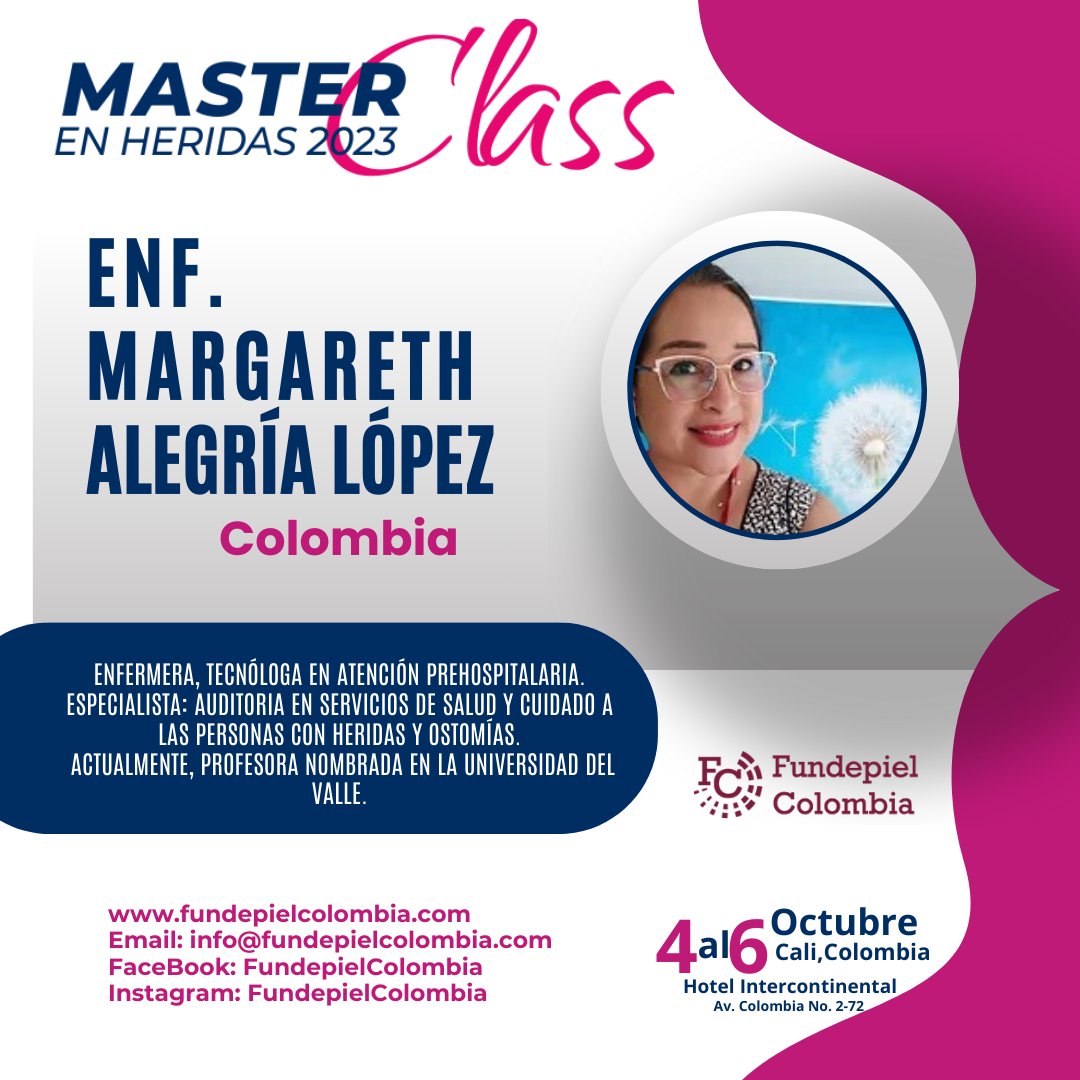 FundepielCol's tweet photo. Un encuentro con los expertos.
Master Class en Heridas 2023.
4, 5 y 6 de octubre, Cali.
Hotel Intercontinental.

https://t.co/o44RgEGTrq
#masterclassenheridas2023
#heridas #heridascomplejas #herida #congreso #salud #saludybienestar #enfermeras #enfermeria #medicina #oigamirevea https://t.co/EtqjlsZSqE