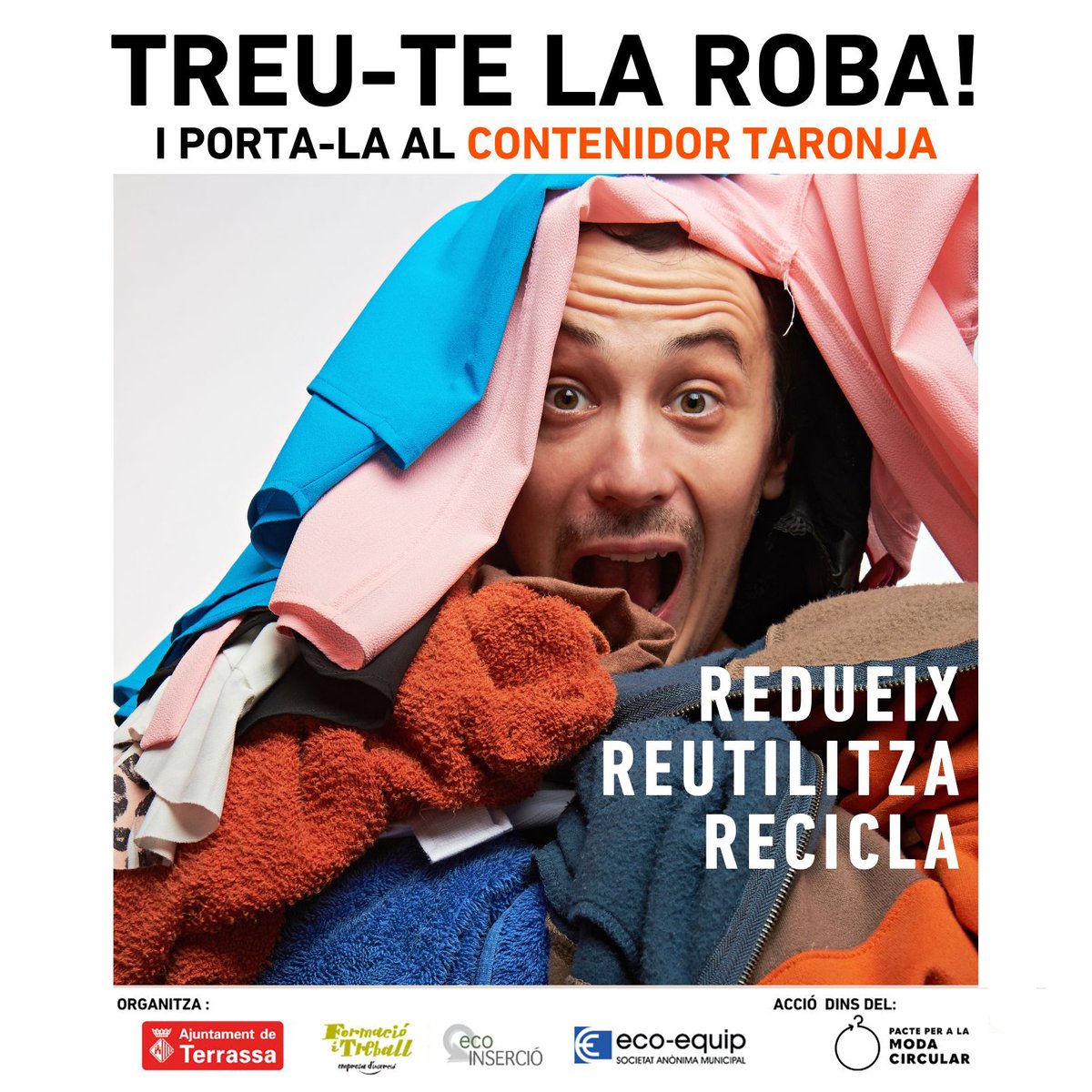 ajterrassa's tweet photo. #TreuteLaRoba!
👕👖👞Tens una pila de roba que ja no fas servir i li vols donar una segona vida?

👇👇👇👇

😘 Porta-la al contenidor taronja i es podrà reutilitzar o reciclar.

🔗https://t.co/UNTIyuVFWt

@trsmediambient  @ecoINSERCIO  @ecoequip https://t.co/qs6vyLB57c