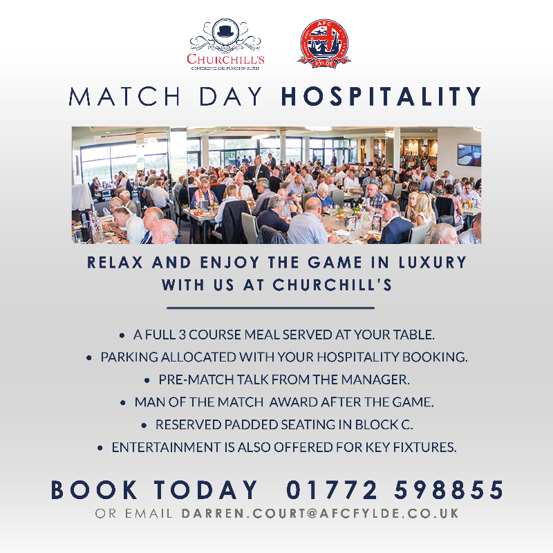 AFCFylde's tweet photo. 🥂 We have some exciting fixtures at Mill Farm throughout November & December, and spaces are still available in Hospitality.
Find out more and how to book 👇
#BornToBeFylde