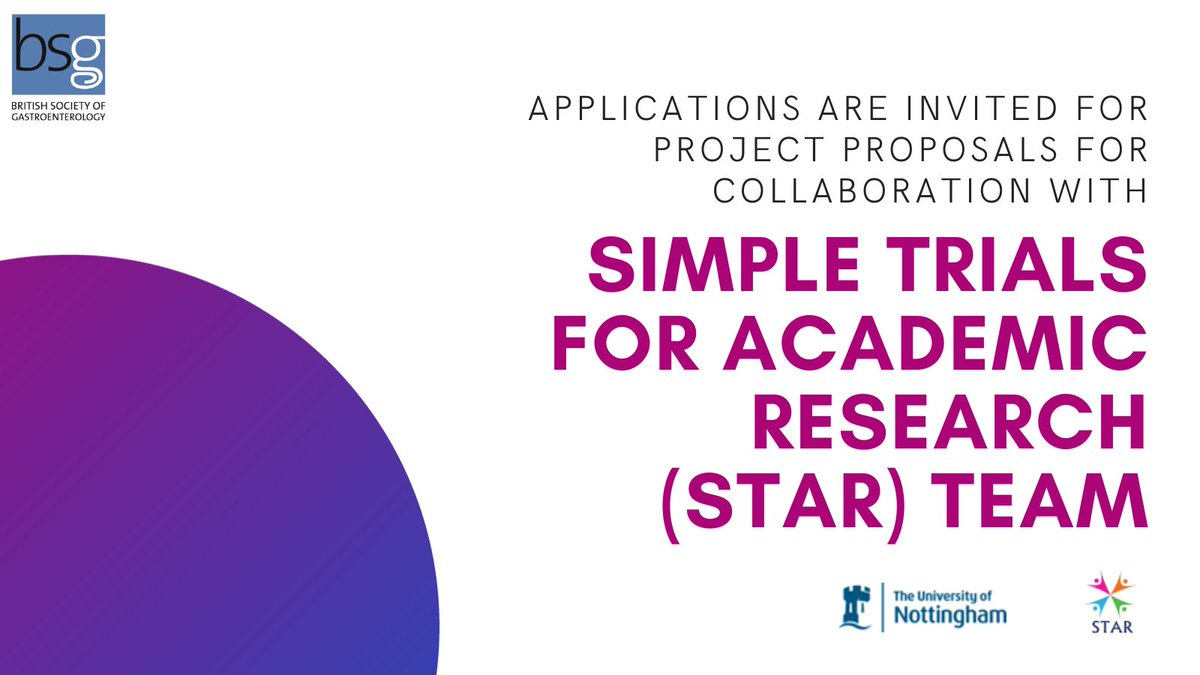 Applications are invited for the submission of project proposals for collaboration with the Simple Trials for Academic Research (STAR) team at Nottingham Clinical Trials Unit to the value of €10,000. Find out more and submit your proposal below 👇 bit.ly/3EVhMOY