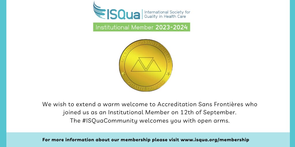 ISQua's tweet photo. We are delighted to extend a warm welcome to Accreditation Sans Frontières as our latest Institutional Member. At #ISQuaCommunity, we are committed to enhancing healthcare safety and quality for everyone.
Join us and become a member today at https://t.co/HgX3cMzckL. https://t.co/kHrDqplpcV