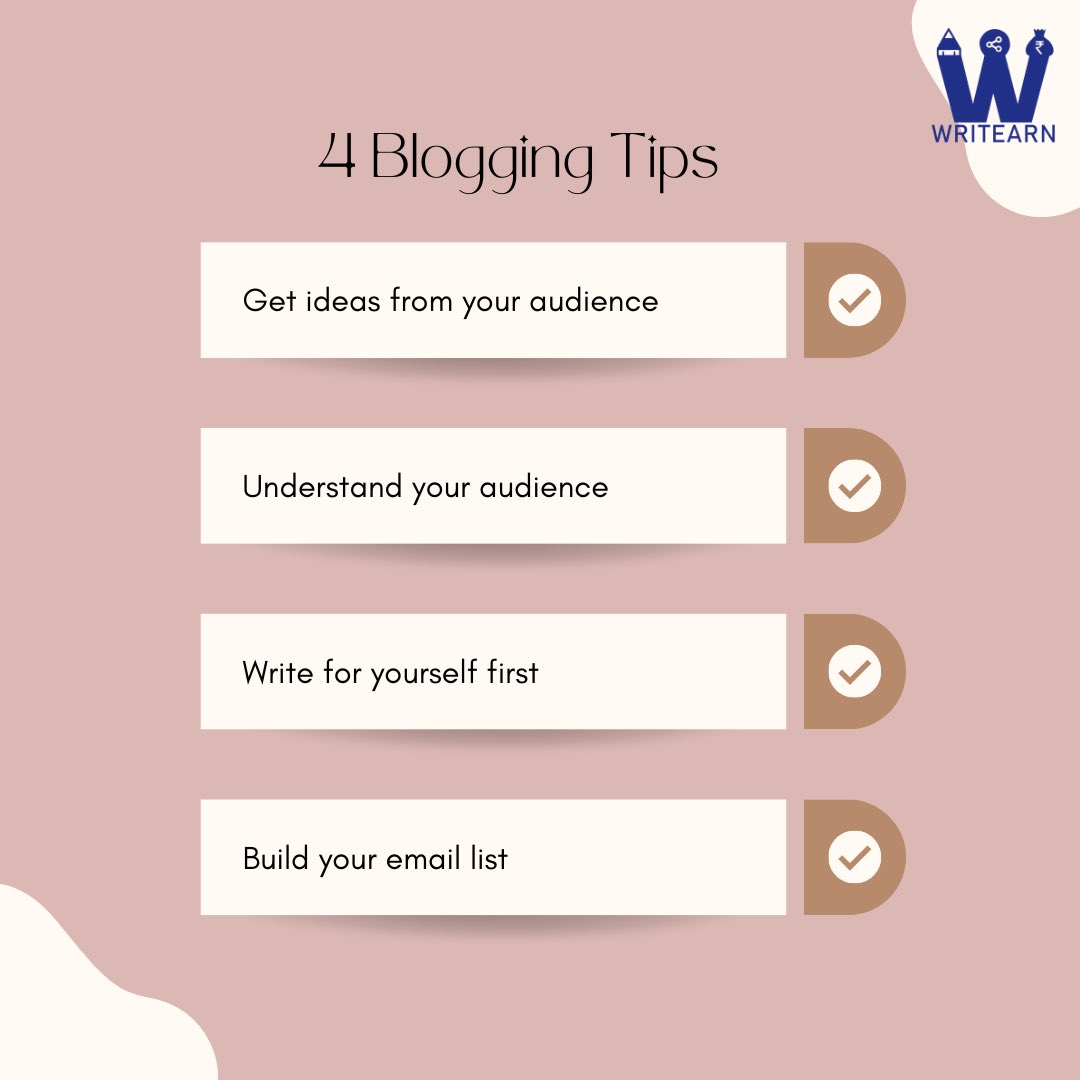 Here are the four blogging tips. If you want to start freelance blogging then join us ⬇️ writearn.in/?is_signup=true . . . #writearn #writeandearn #writers #writersofindia #indianwriters #hindiquotes #hindiwriter #bloggin #indianbloggers #instablogger #earnmoneyfromhom