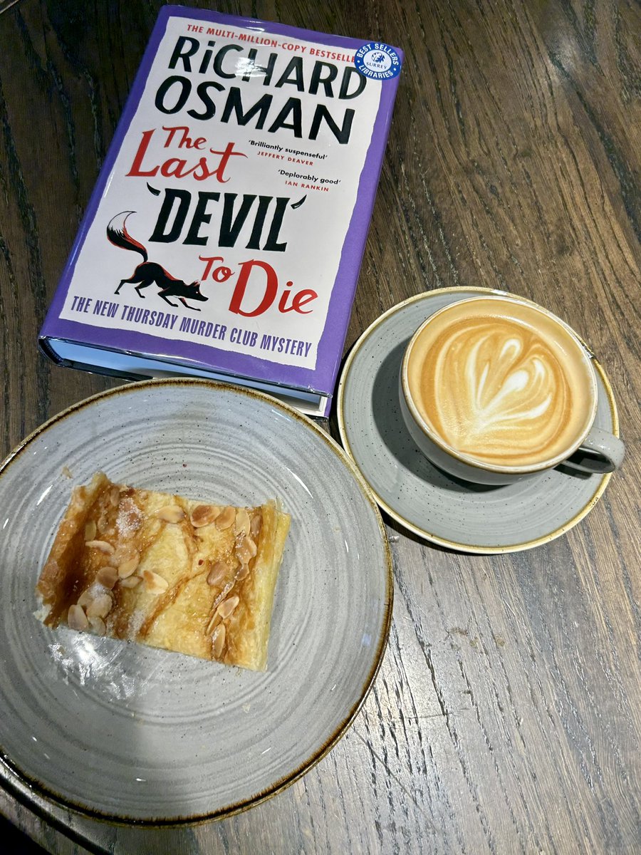 The perfect way to spend my day off! 

I couldn’t wait any longer for #TheLastDevilToDie and was lent it on the condition that I finish it before flying home to 🇳🇬 tonight. Challenge accepted!

#book #coffee #cake