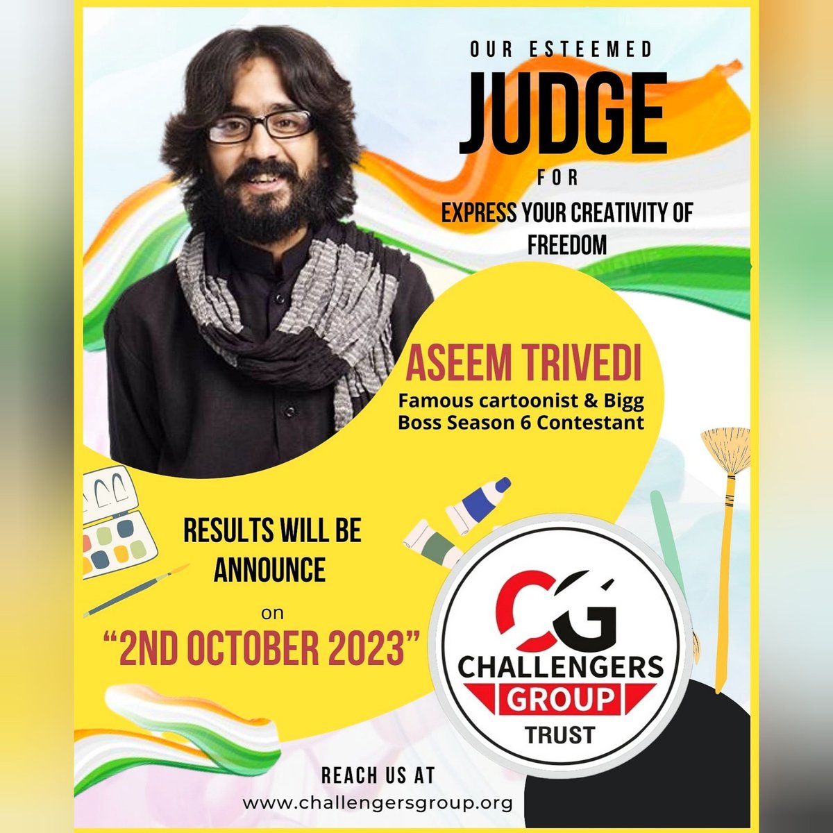 🎨 Meet our esteemed judge for the drawing competition, the brilliant artist and curator, Mr. @aseem_trivedi (Famous Cartoonist and Bigg Boss 6 Contestant). Get ready for creativity to shine under his expert eye! 🖌️🌟 #ArtisticEyesOnYou #judge #DrawingCompetition #2ndOctober