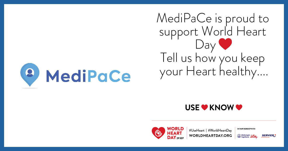 MediPaCe is proud to support #worldheartday to raise awareness of preventable #cardiovasculardisease #CVD. Small tweaks like adding a healthy element to your diet or walking more today than yesterday could make a huge difference. How do you keep your heart healthy?<a href="/worldheartfed/">World Heart Federation</a>