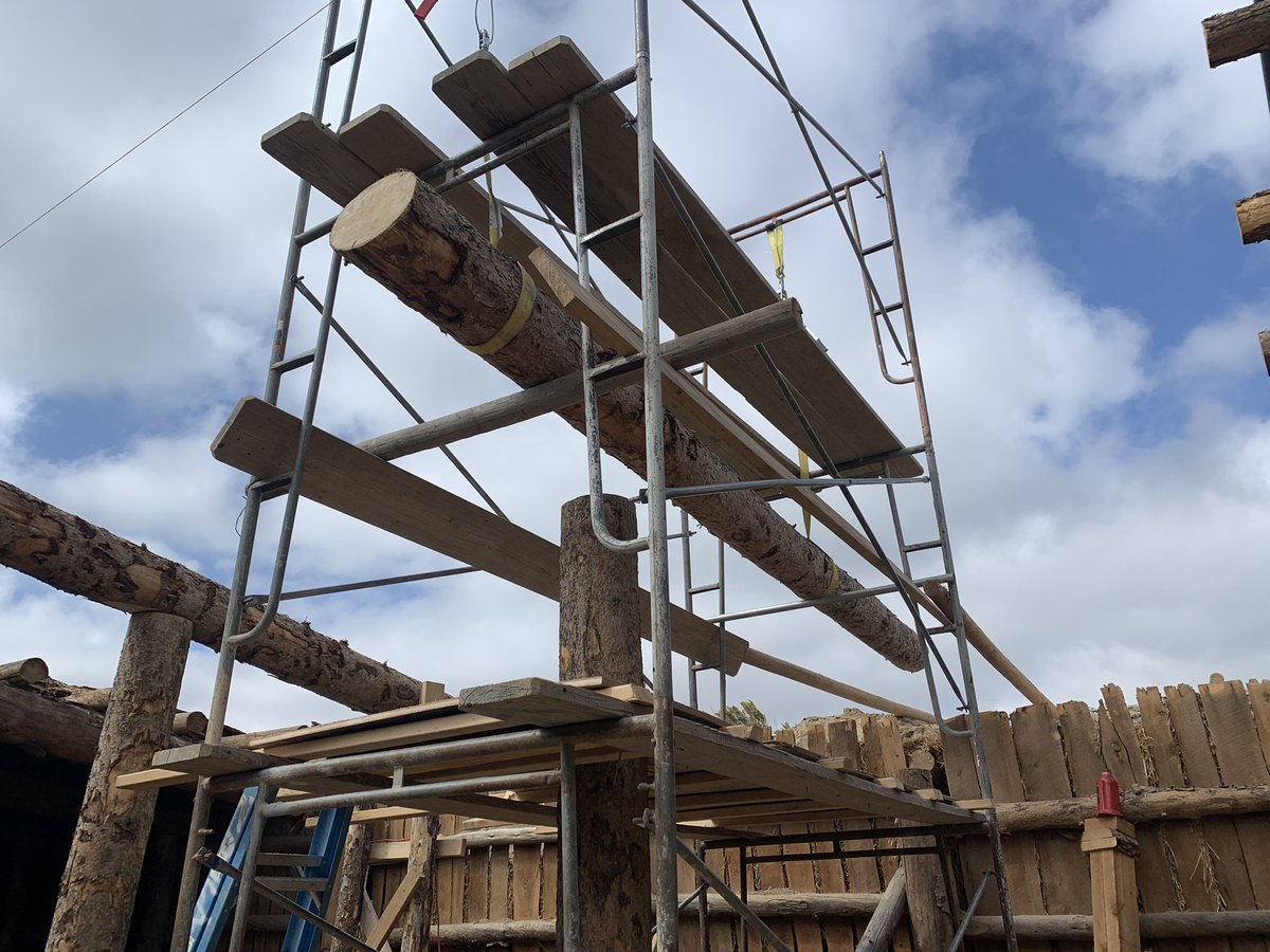The rafters in our root cellar are going back in place after we restored the support structures inside. These giant logs came from trees cut in the national forest between camp and <a href="/YellowstoneNPS/">Yellowstone National Park</a>. They've held the cellar together for the last 80 years.