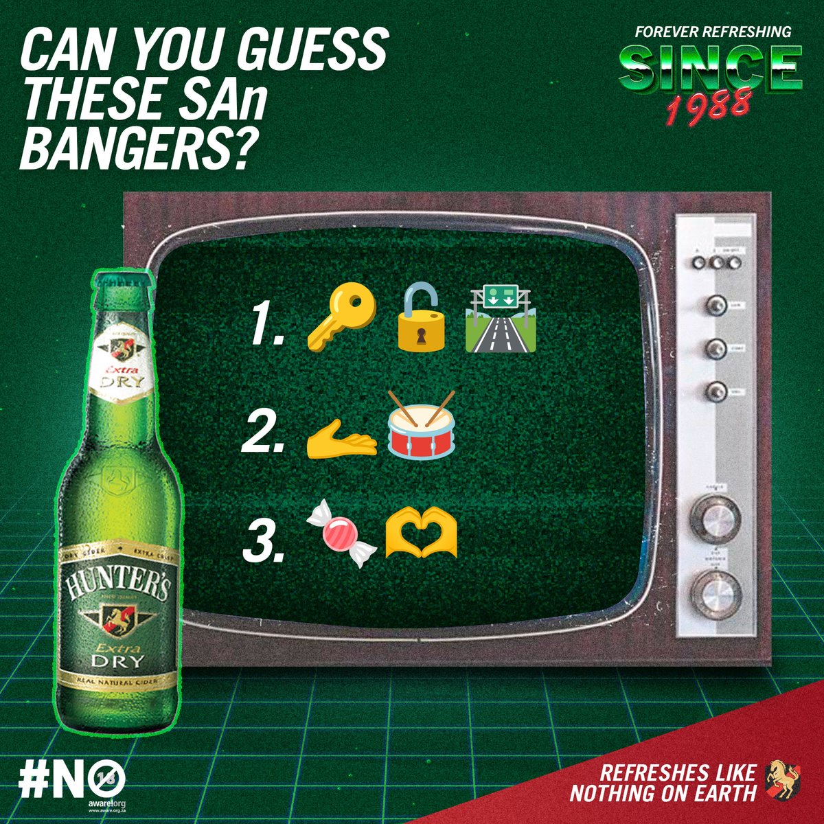 hunterscider's tweet photo. Young throwback to see ama OG's wangempela!π€
The below emojis are titles of SAn bangers π
π€ look closely and reply with the correct answers using the #Hunters35th to WINΒ a birthday gift from us. ππ #HuntersRefreshes https://t.co/m2JRlW8WT0