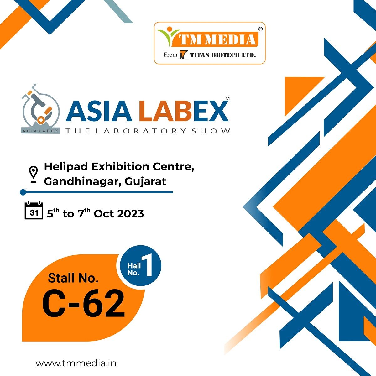 tmmediain's tweet photo. The countdown is on: only 1 week left!

#TMMedia is participating in #AsiaLabex2023 at Helipad Exhibition Centre, Gandhinagar, Gujarat from October 5-7.

Come meet us at Stall C-62 in Hall No. 1 and don't miss this opportunity to learn more about TM Media. https://t.co/1lO9Vpd41G
