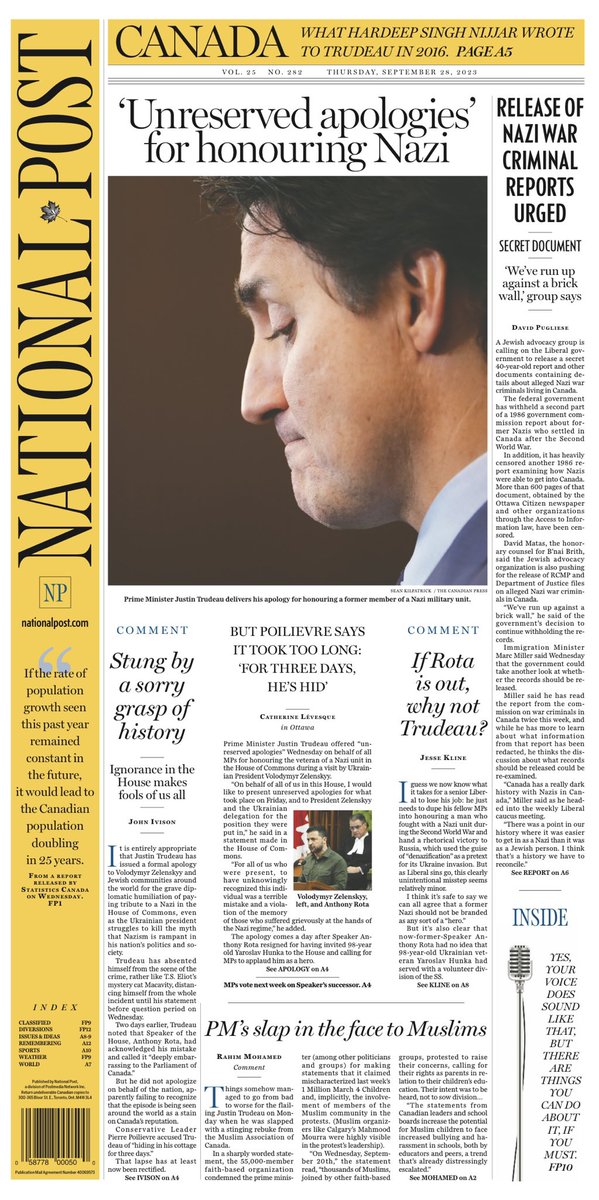 dkreative1's tweet photo. Ladies and Gentlemen, I present to you today’s front cover of the National Post.
Any wonder why Canadians are asking for a #ConfidenceVote?
EVERYTHING has become ALL about Trudeau!
Enough!
#TrudeauMustResign
#LiberalsNationalDisgrace https://t.co/Mw4L5rvKZ8