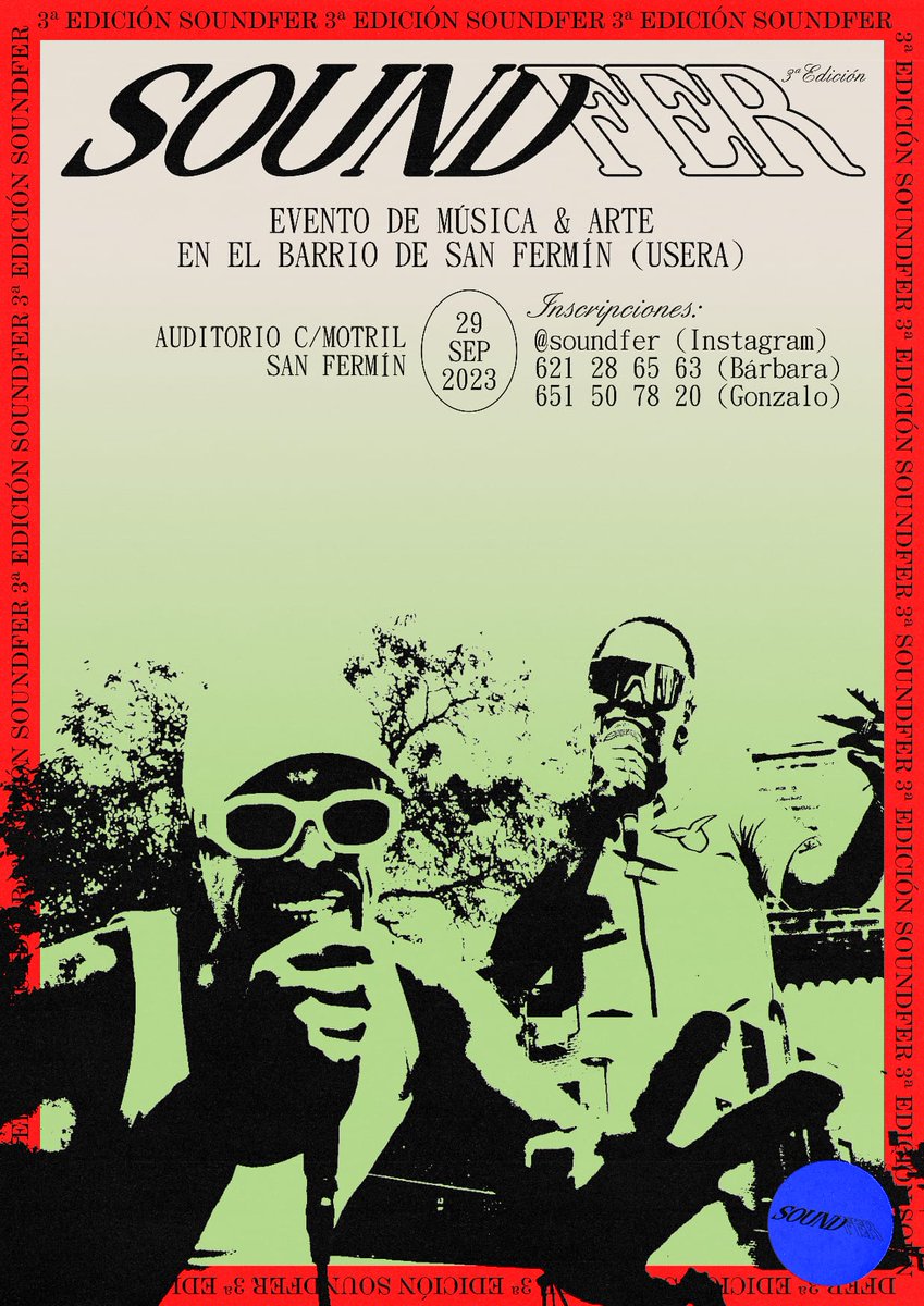 ImpactoSFermin's tweet photo. Ya está aquí... III Edición de @SOUNDFER en el #BarrioSanFermin 
15 actuaciones de artistas de  #Usera #Villaverde y más. Artistas de BARRIO nos van a mostrar lo que hacen y el talento que tenemos entre lxs vecinxs.
VIERNES 29/09, 18.00h en Auditorio c/Motril #OrgulloDeBarrio https://t.co/U2KBntNe9G