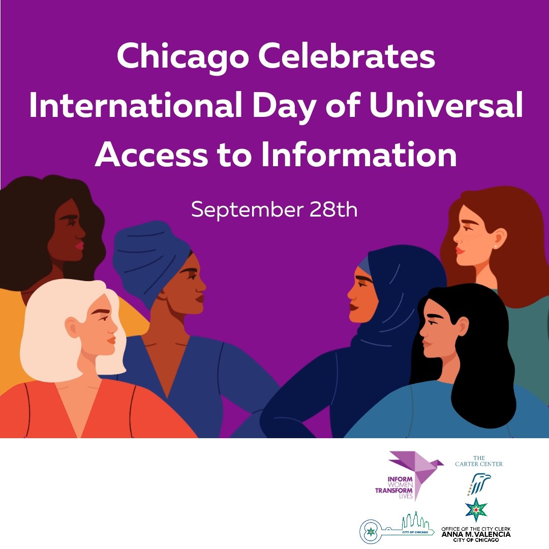 Around the world, women don’t have equal access to public information. This International Day of Universal Access to Information, Chicago joins <a href="/TheCarterCenter/">Carter Center Projec</a>  and 34 other global cities that are part of the Inform Women, Transform Lives campaign.🧵