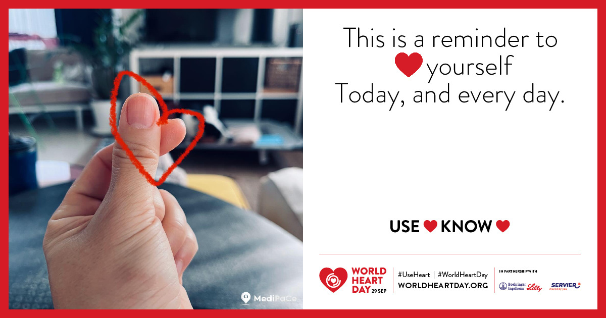medipace's tweet photo. Remember to ♥️ Yourself – Today and every day.
#useheart #worldheartday
@worldheartfed @FederationHeart https://t.co/eGkF7xZMWj