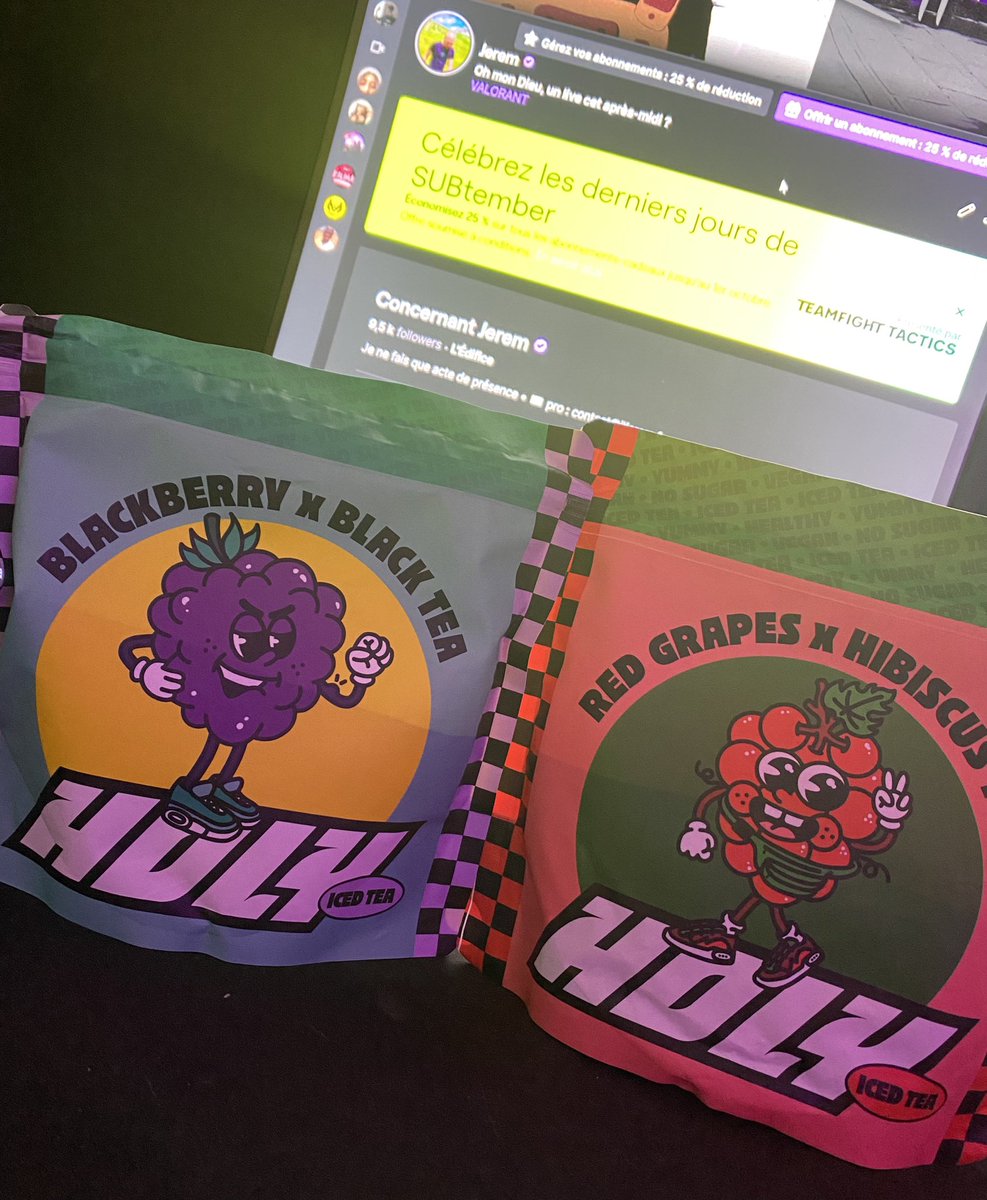 Hop, petit restock d’ice tea Holy qui fait plaisir ! 🥳

N’oubliez pas : Code Jljerem5 pour profiter de 5€ offert sur votre première commande, et code Jljerem pour 10% offert sur votre prochaine commande 🤩

fr.weareholy.com/jljerem/twitch 📌