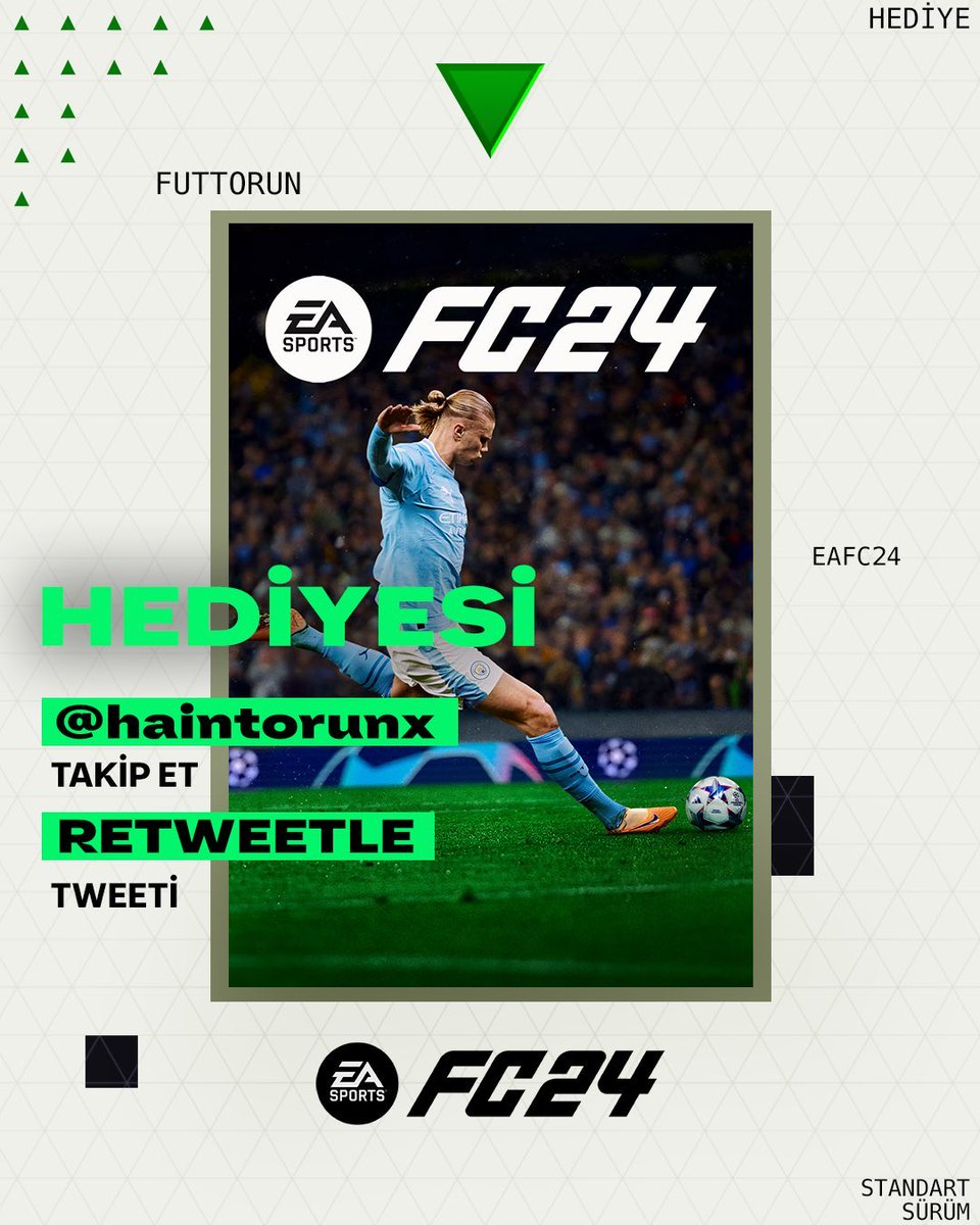 ⚠️EaFc24 Hediye ediyoruz ⚠️

Eafc olana 12k Fp verilir.🔥

•<a href="/haintorunS/">haintorun</a>   Takip et.
•Tweeti beğen + rt at.

Çekiliş tarihi 30.09