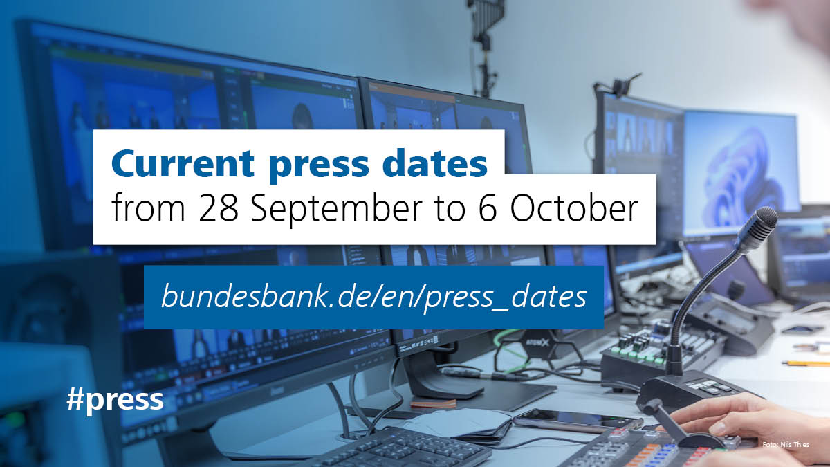 bundesbank's tweet photo. Current #pressdates from 28 September to 6 October featuring the awarding of the 2023 Heinrich Hertz Guest Professorship to #JoachimNagel and his speech at the Karlsruhe Institute of Technology @KITKarlsruhe. All dates under https://t.co/696ENiy7Qa #press https://t.co/iIWpzbBwsS