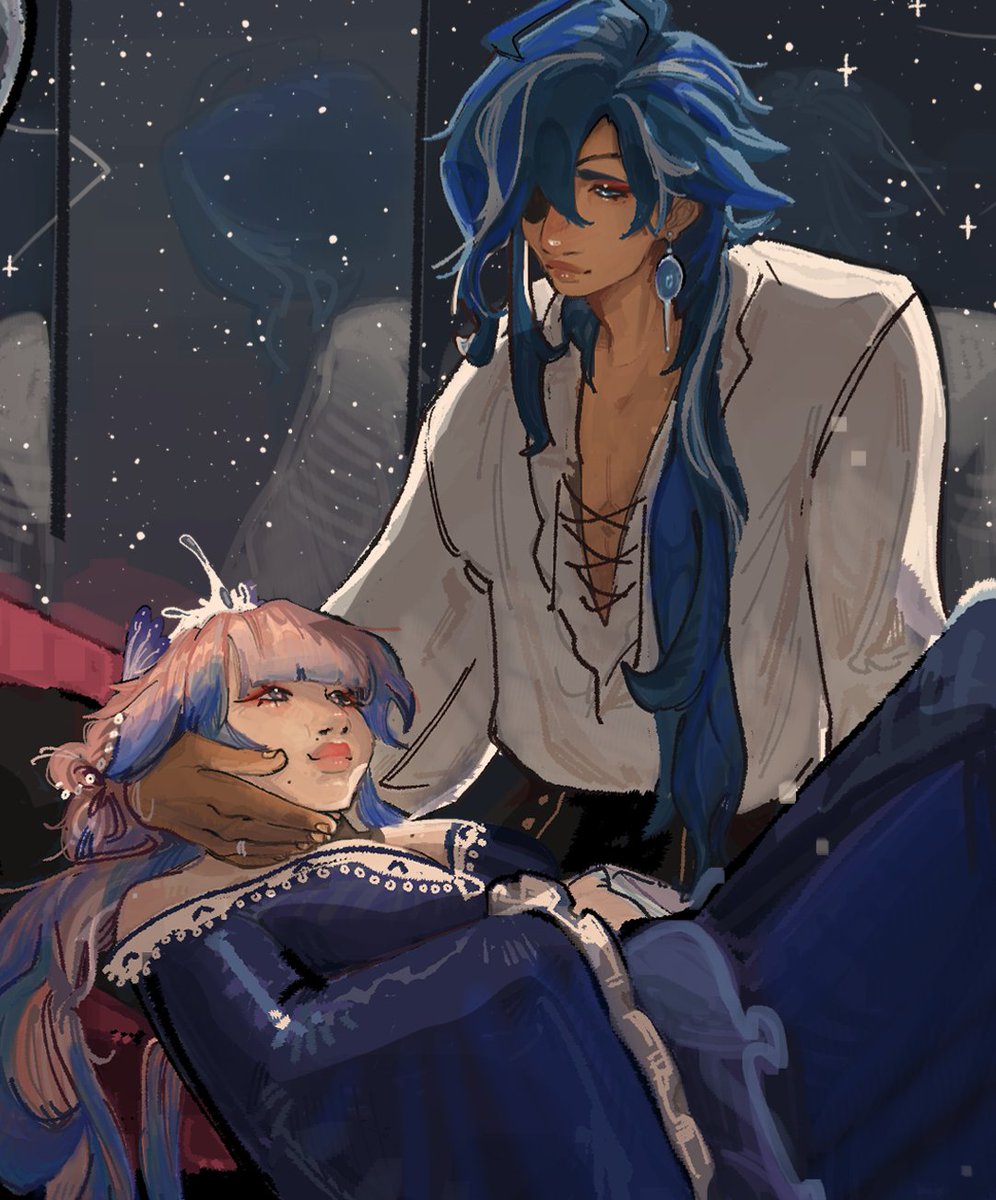 aaa i had the pleasure collaborating this kokokae royalty au piece for <a href="/genshinbigbang/">Genshin Rarepair: Big Bang</a> !! this accompanies the fic below #grpbb23