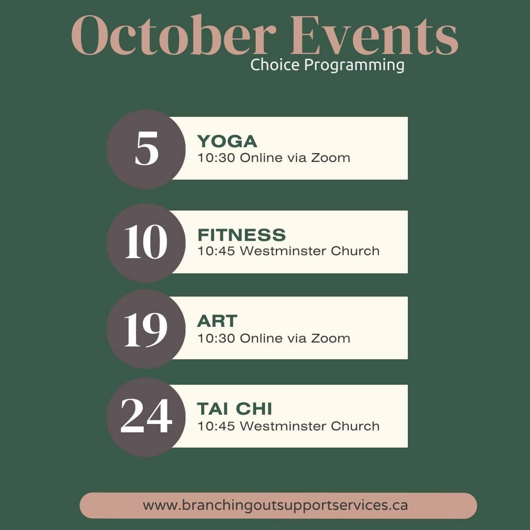 support_out's tweet photo. 🍂OCTOBER CHOICE PROGRAMMING🍂
....It's Your Choice🌻
all community members are invited and welcome to join
Register via our events page:
https://t.co/LFVFrIkk8v
#Orangeville #DufferinCounty #Yoga #Art #TaiChi #Fitness #ChoicePrograms #ItsYourChoice #Community https://t.co/UeCJ2p2RRF