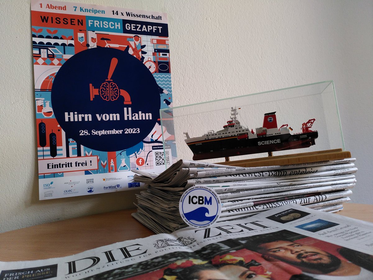 ICBM_uol's tweet photo. Wir haben fleißig Stapel @nwzonline &amp; @DIEZEIT gesammelt!

Was das mit Meeresboden zu tun hat? 🧐Finde es heraus: Heute Abend ab 19:30 Uhr im OLs bei „Wissenschaft in der Kneipe" mit ICBM-Vizedirektorin Katharina Pahnke.

➡ https://t.co/R71gZ3rTXz #sciencepub #hirnvomhahn #olwik https://t.co/FUhEUwwKzO