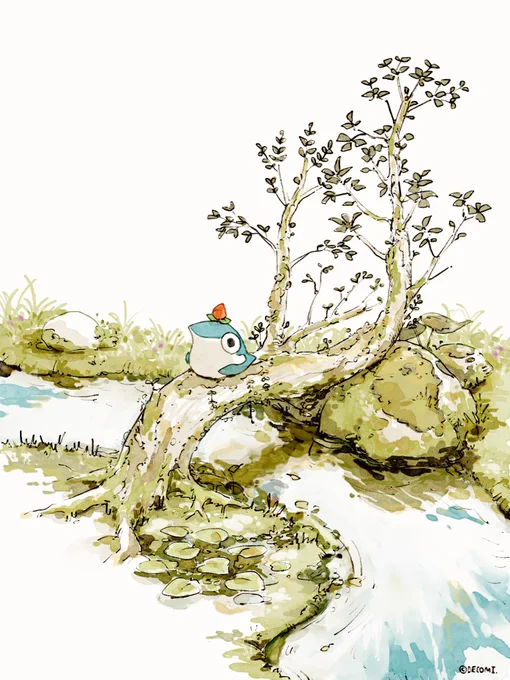 #過去に伸びた1枚を載せてまた伸びるのかチャレンジ花ペンギンの川渡り 