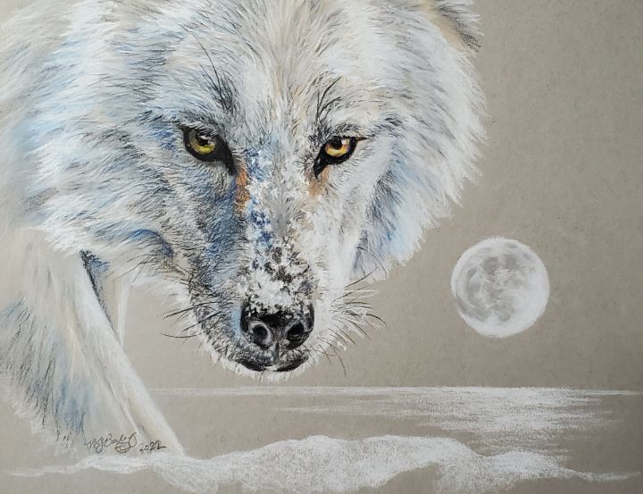 cliffysmom's tweet image. Art of the Day: "Wolf Moon". Buy at: ArtPal.com/nancyjbailey?i…