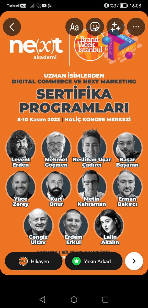 Geçen sene yoğun ilgi gören Next Akademi Sertifika Programı'mız 8-10 Kasım tarihleri arasında bu sene de Brand Week İstanbul'da! 🚀

👉Hemen kayıt için linke tıklayabiliriz. 
brandweekistanbul.com/cart/?add-to-c…

👉 Detaylı bilgi için  brandweekistanbul.com sitesini inceleyebilirsiniz.