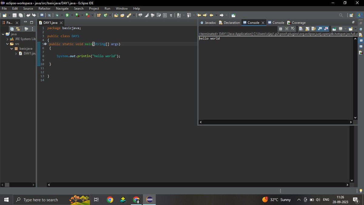 DhivyaVijay16's tweet image. #TASK-1
 First day of Java class! 📚 Exciting journey ahead! 😃 Today, we learned about the difference between `System.out.print` &amp;amp; `System.out.println`. 🖨️ `print` doesn&apos;t add a newline,so text stays on the same line, while `println` adds a newline after printing. #JavaBeginner
