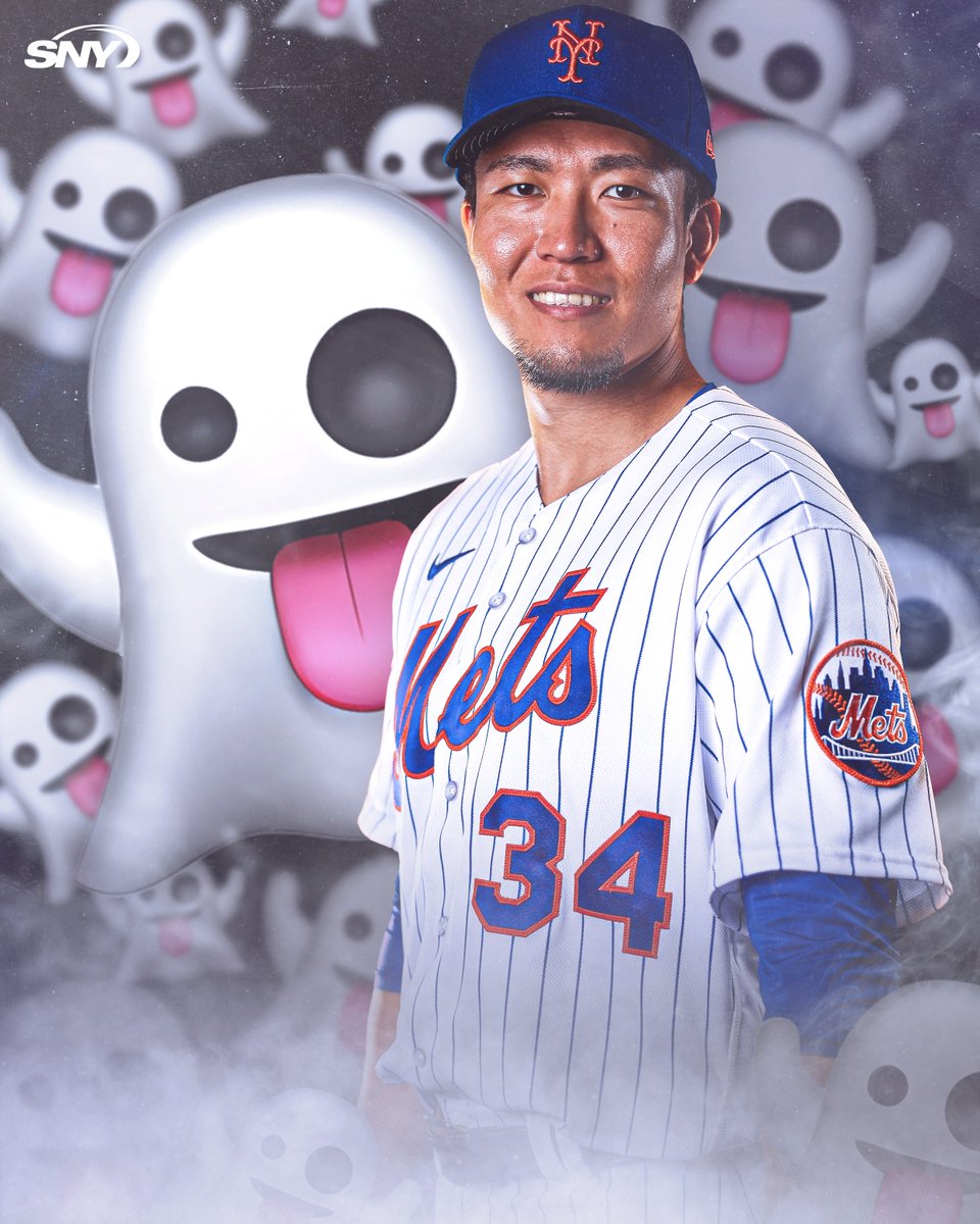 SNY_Mets's tweet photo. Kodai Senga's rookie season:

👻 29 GS
👻 12-7 W-L
👻 2.98 ERA
👻 1.22 WHIP
👻 166.1 IP
👻 202 K
👻 3.4 fWAR

The future is...spooky. 👻 https://t.co/esOwzxpzpo