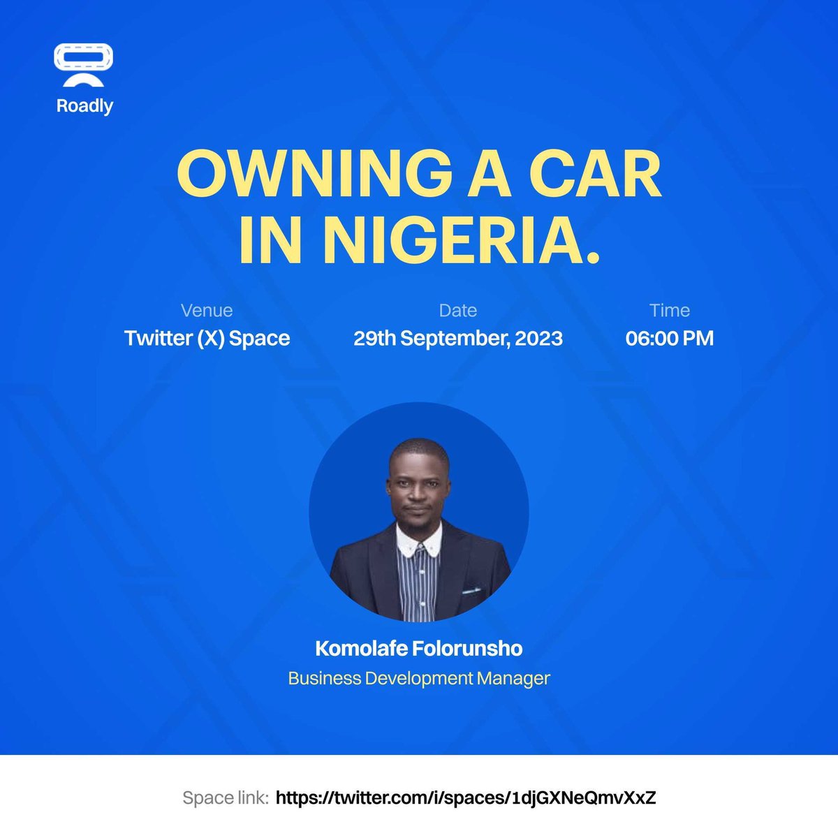 useroadly's tweet photo. Discover the joy of owning a car 🚘 in Nigeria 🇳🇬 without the stress of maintenance and repairs 👩🏾‍🔧

Join us on X  on Friday .

#roadly 
#useroadly
#caruser
#carowner https://t.co/oBf8Ajh27S